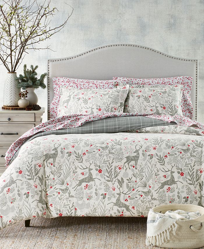 Charter Club Woodland Flannel Duvet Cover, Twin, Created for Macy's - Woodland