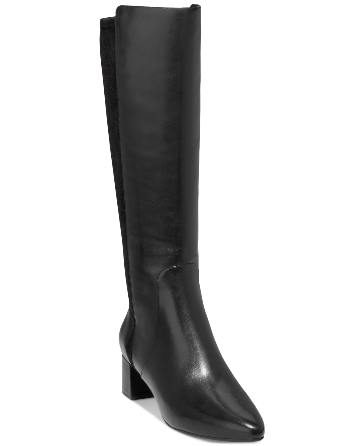 Shop Cole Haan Women's Go-to Block-heel Dress Boots In Black Leather
