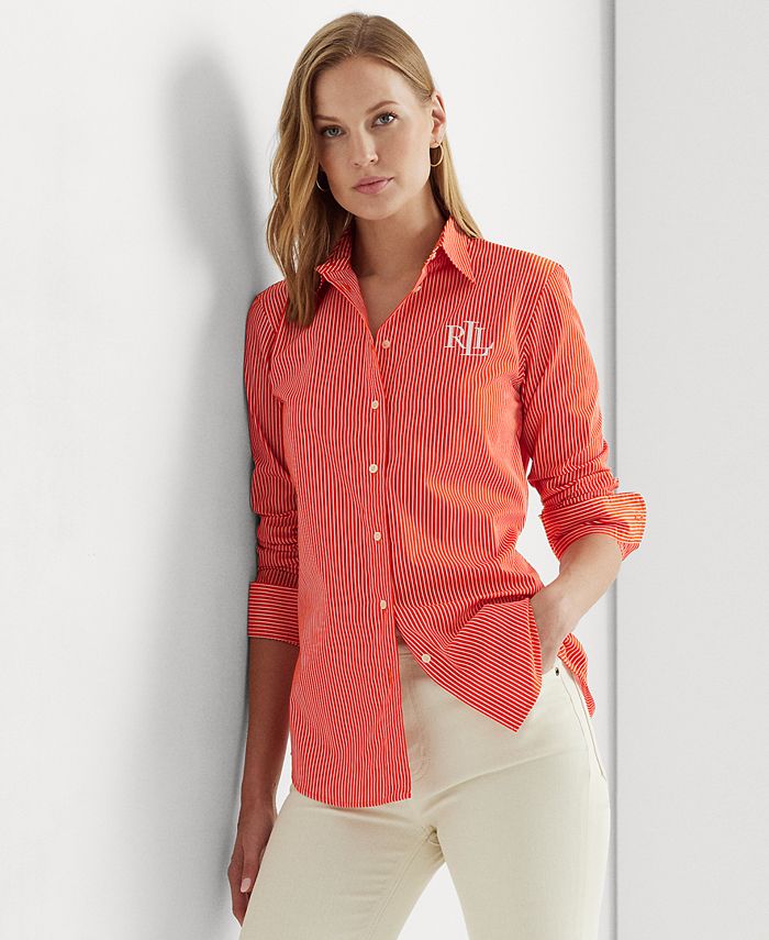 Lauren Ralph Lauren Petite Cotton Broadcloth Shirt - Macy's