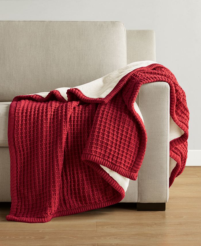 Charter Club Waffle Knit Reversible Faux Fur Throw, 50" x 60", Created for Macy's Macy's