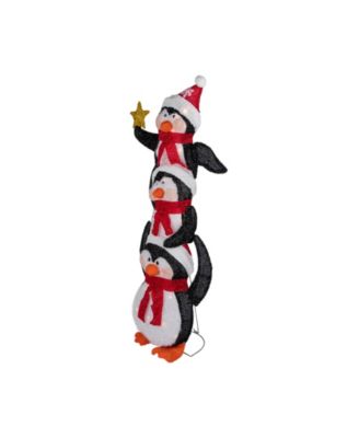 41" Lighted Stacked Penguin Family Outdoor Christmas Decoration