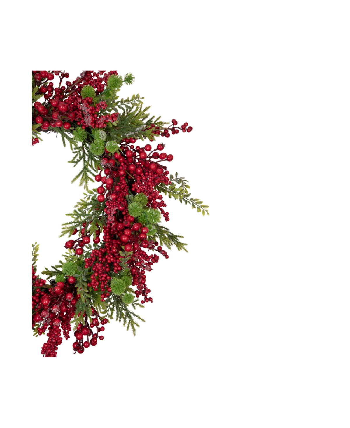 Artificial Frosted Berry and Pine Christmas Wreath Unlit