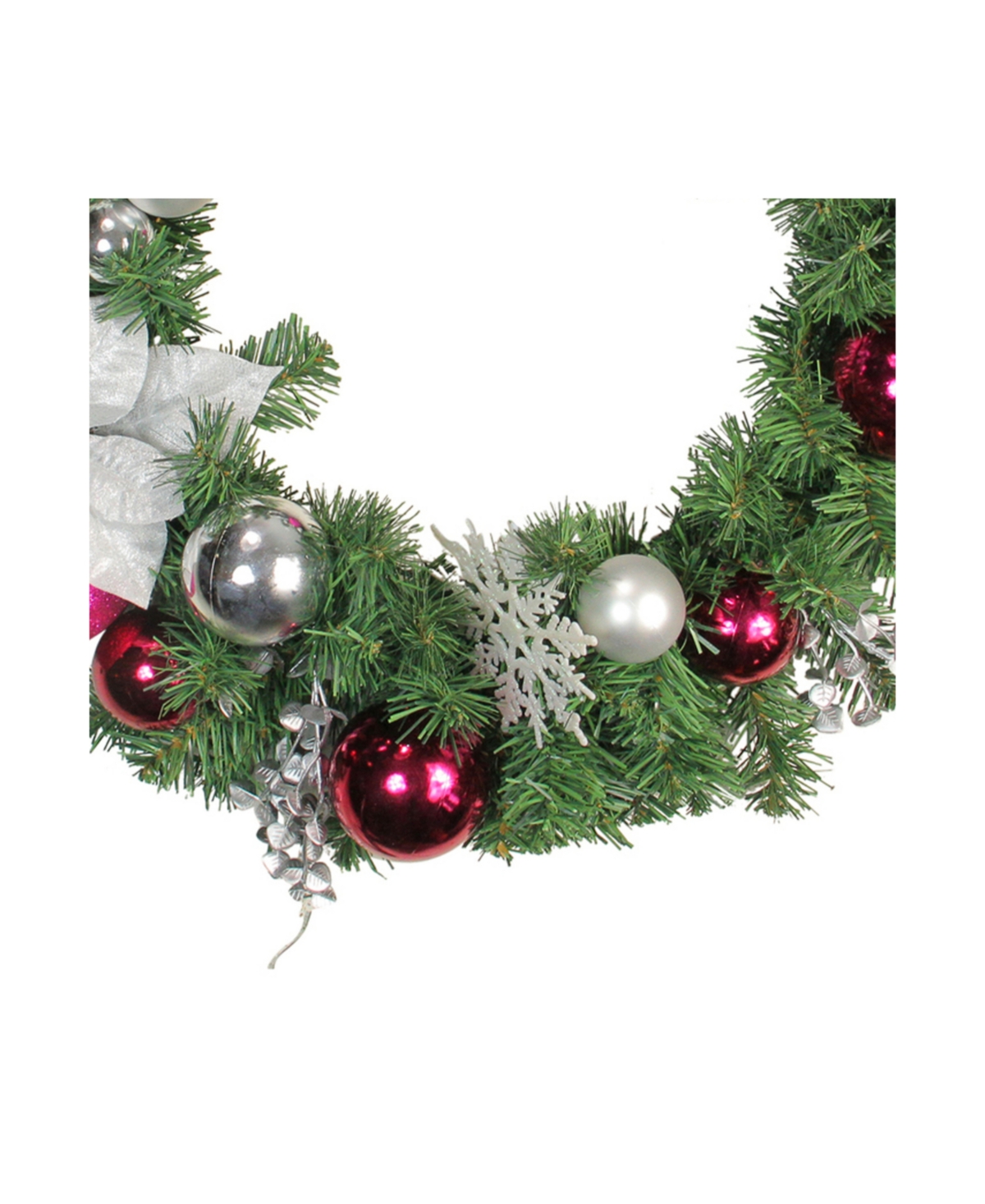 Poinsettia and Eucalyptus Artificial Christmas Wreath - Unlit