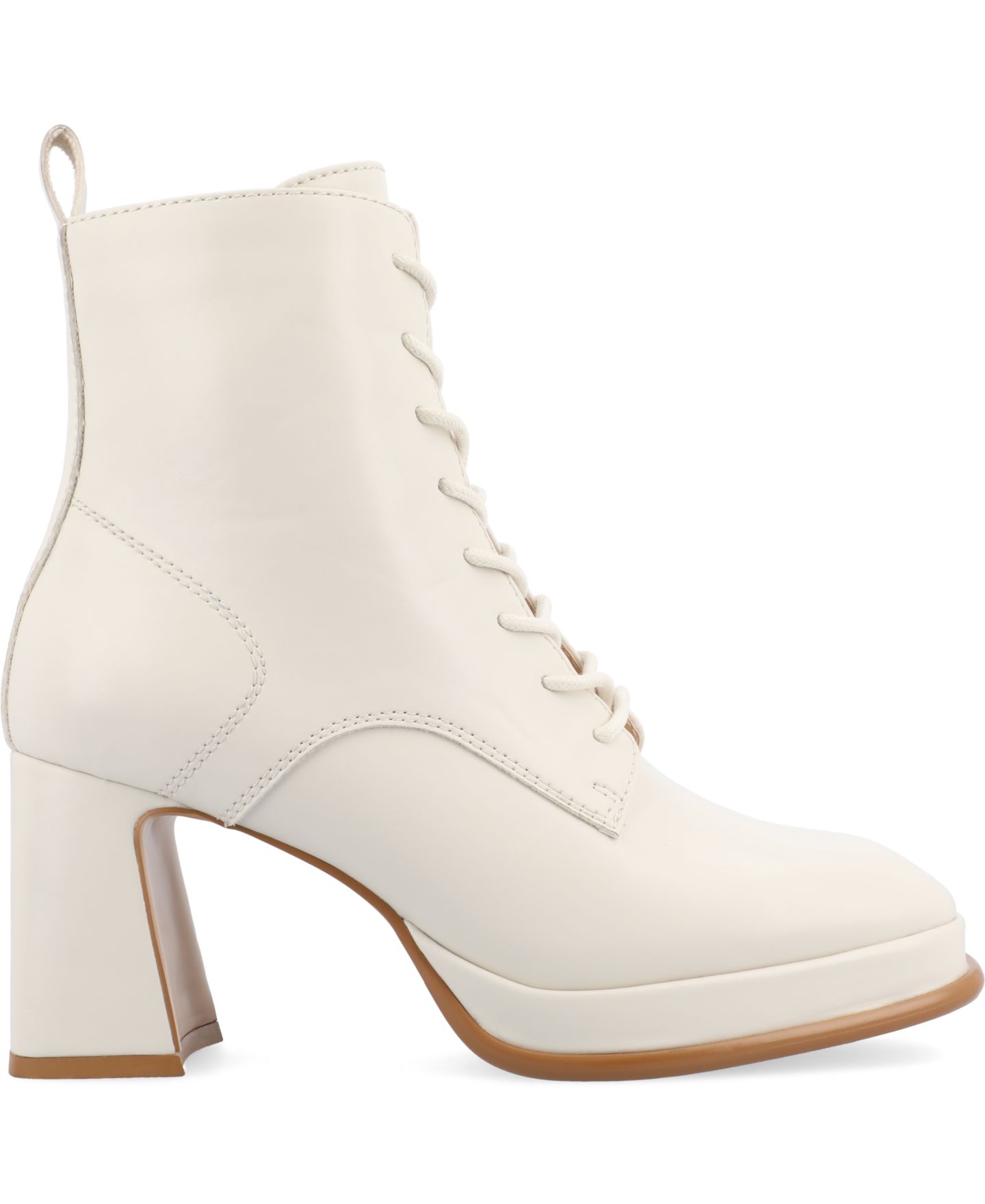 Женские ботинки Journee Collection Kalindi Lace Up Block Heel, цвет: Костяной — фото 2