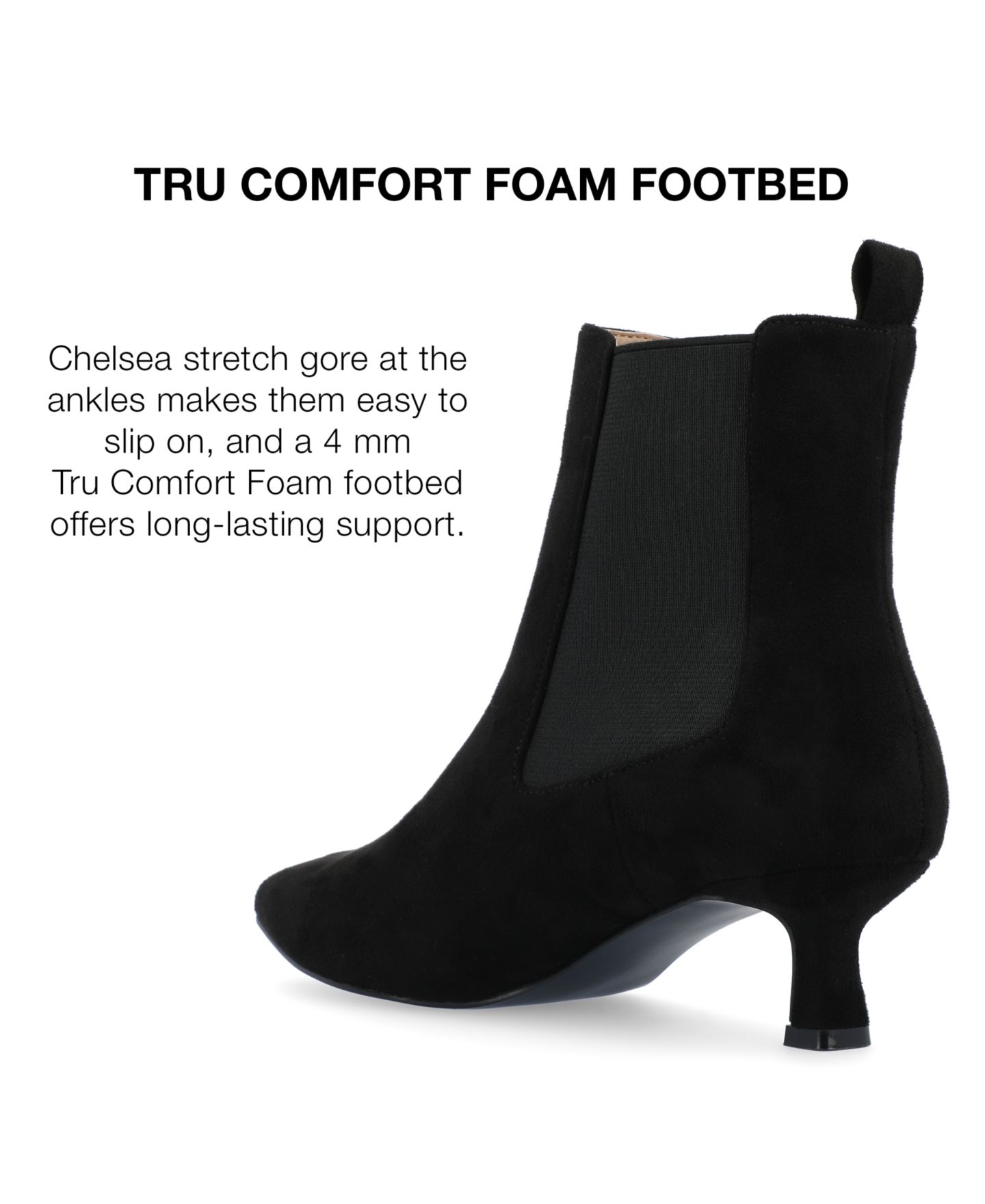 Женские ботинки Journee Collection Tenlee Pointed Toe Kitten Heel Dress Booties, цвет: Чёрный — фото 9