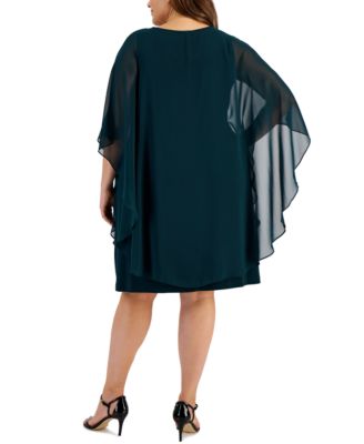 Plus Size Cape-Overlay Sheath Dress
