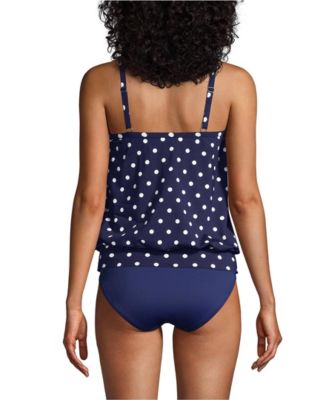 Women's   Blouson Tummy Hiding Tankini Swimsuit Top Adjustable Straps