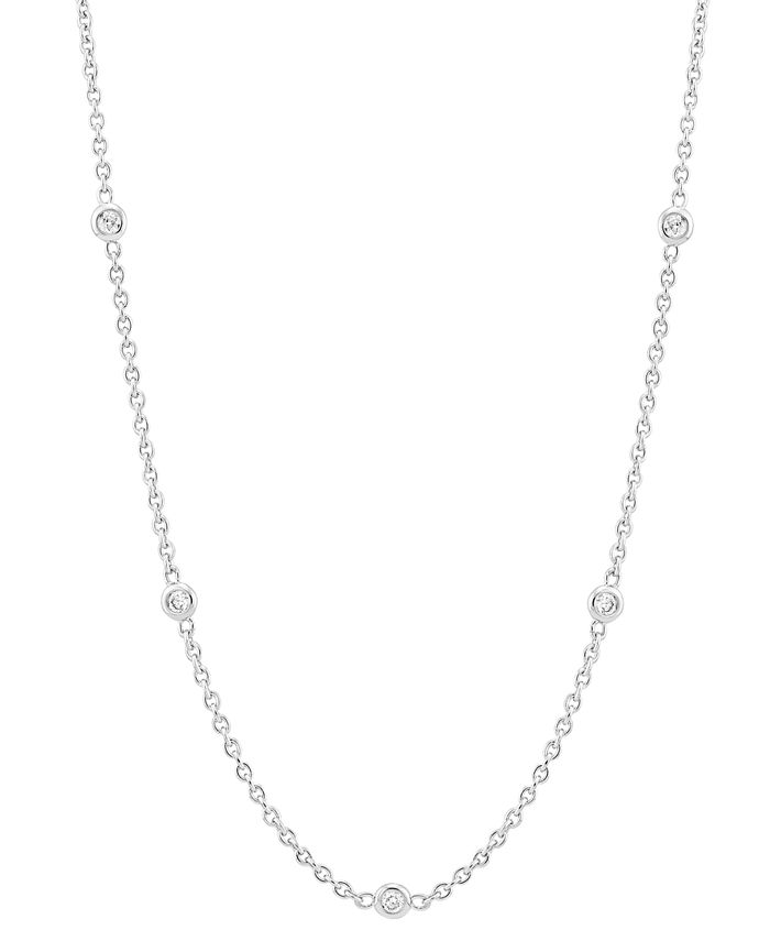 Macy s Diamond Station Collar Necklace 1 5 ct. t.w. in 10k White Gold 14 4 extender Macy s