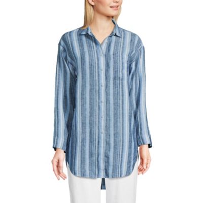 売れ筋商品|||ランズエンド カットソー トップス レディース Women's Linen Blend Cap Sleeve Gathered Shoulder Tee White/magenta plumeria Lands' End Women's Linen Blend Cap Sleeve Gathered Shoulder