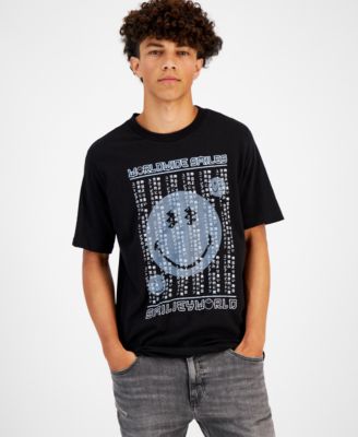 SmileyWorld - Men's Straight Loose-Fit Smiley Graphic T-Shirt