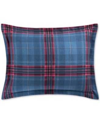 Charter Club - Navy Plaid Flannel Cotton Sham, Standard, Created for Macy's