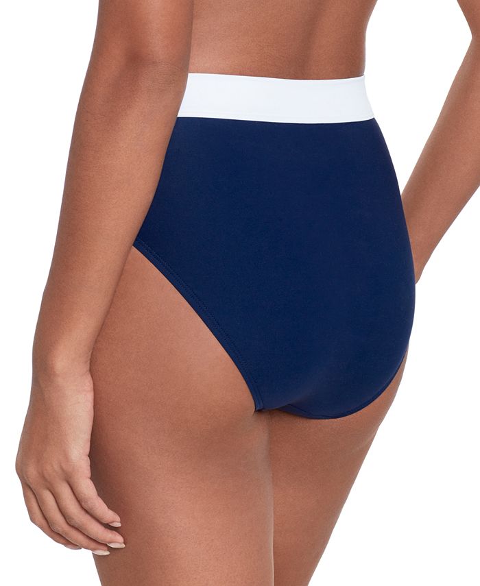 Ralph Lauren Women's Bel Air High Waist Sash Bikini Bottom Black Size 4