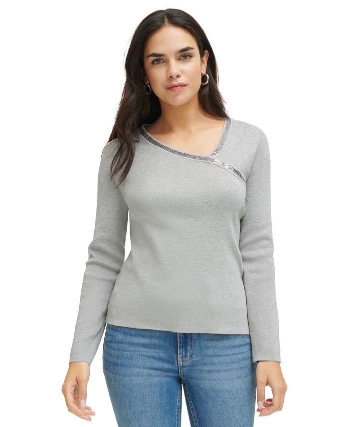 Asymmetrical neck cheap sweater
