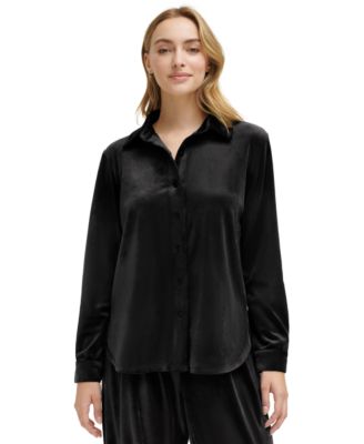 Calvin Klein - Petite Velour Button-Up Shirt