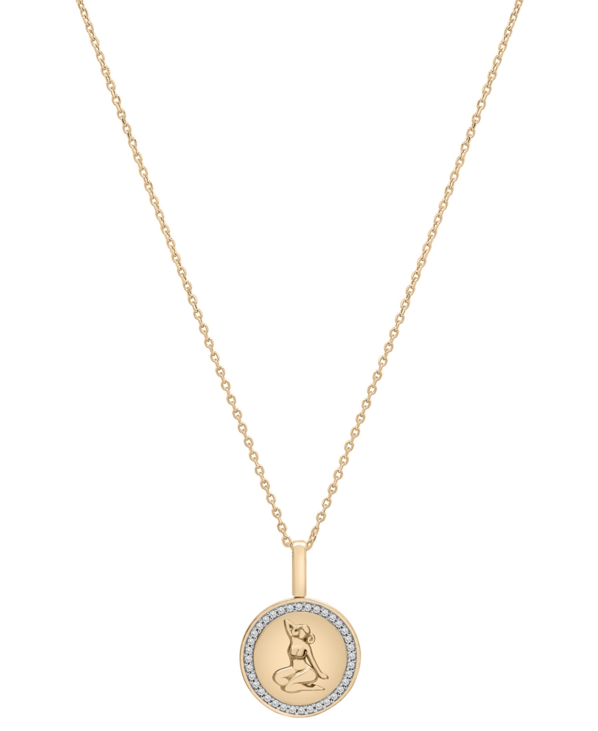 Diamond Aries Disc 18" Pendant Necklace (1/10 ct. t.w.) in Gold Vermeil, Created for Macy's - Gold Vermeil
