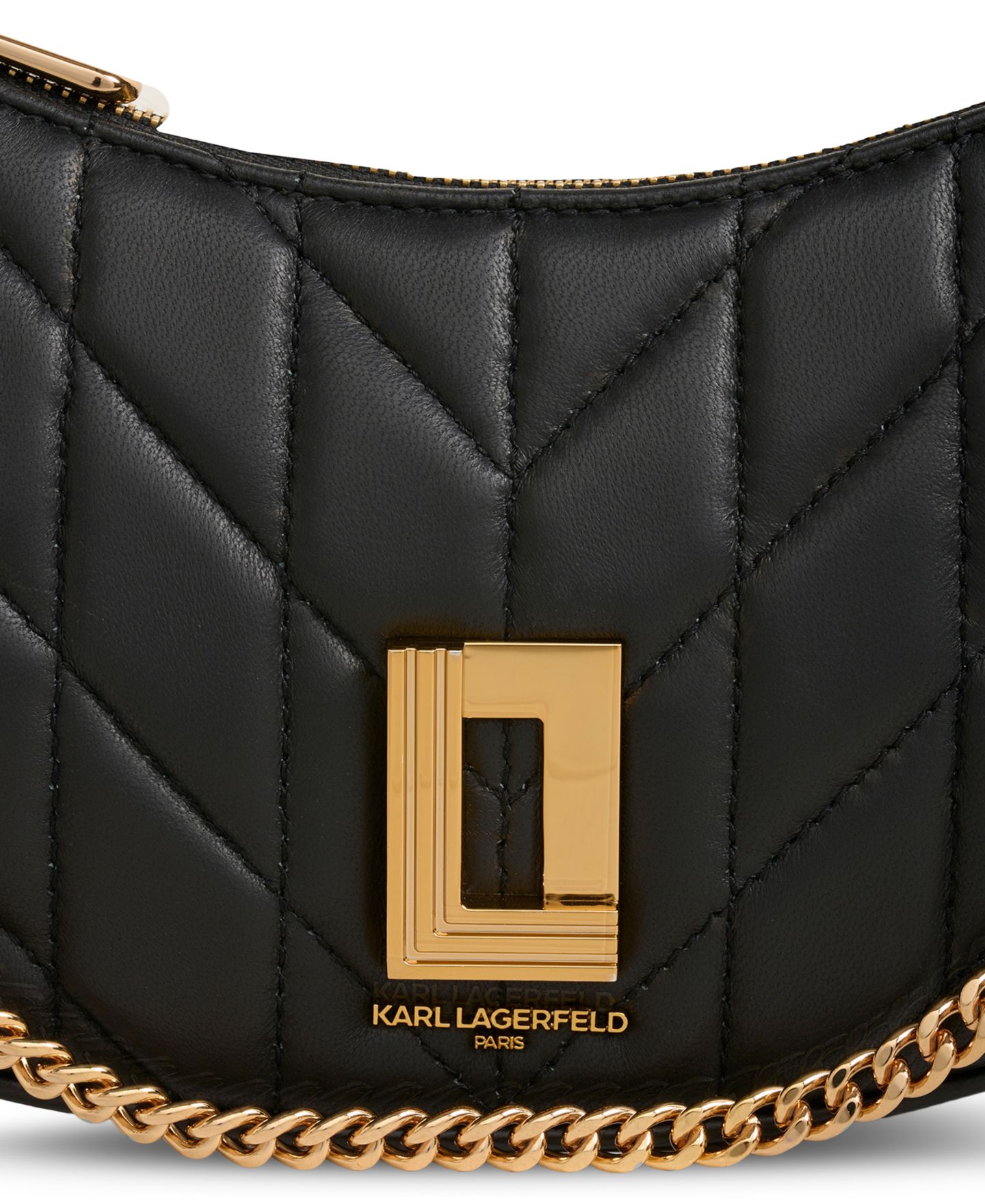 Женская сумка KARL LAGERFELD PARIS Lafayette Small Black Leather Demi, цвет: Чёрный / Золотой — фото 2