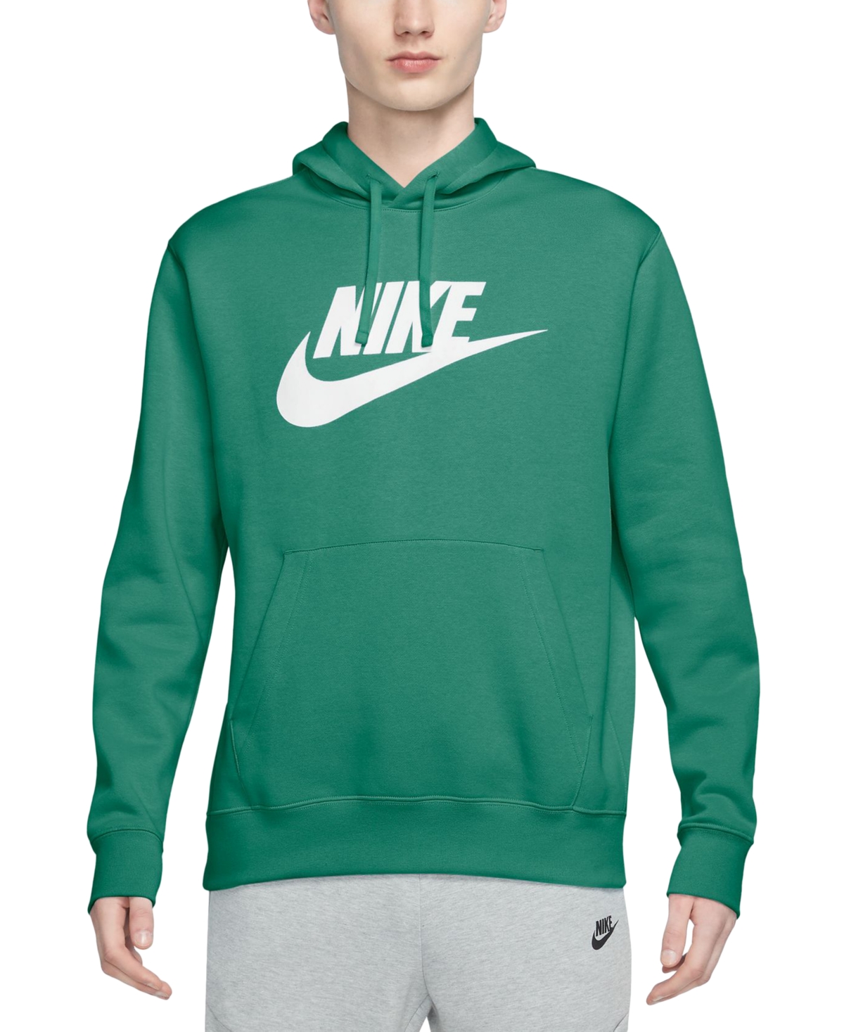 Shop Nike Men's Sportswear Club Fleece Graphic Pullover Hoodie In Malachite,malachite,white