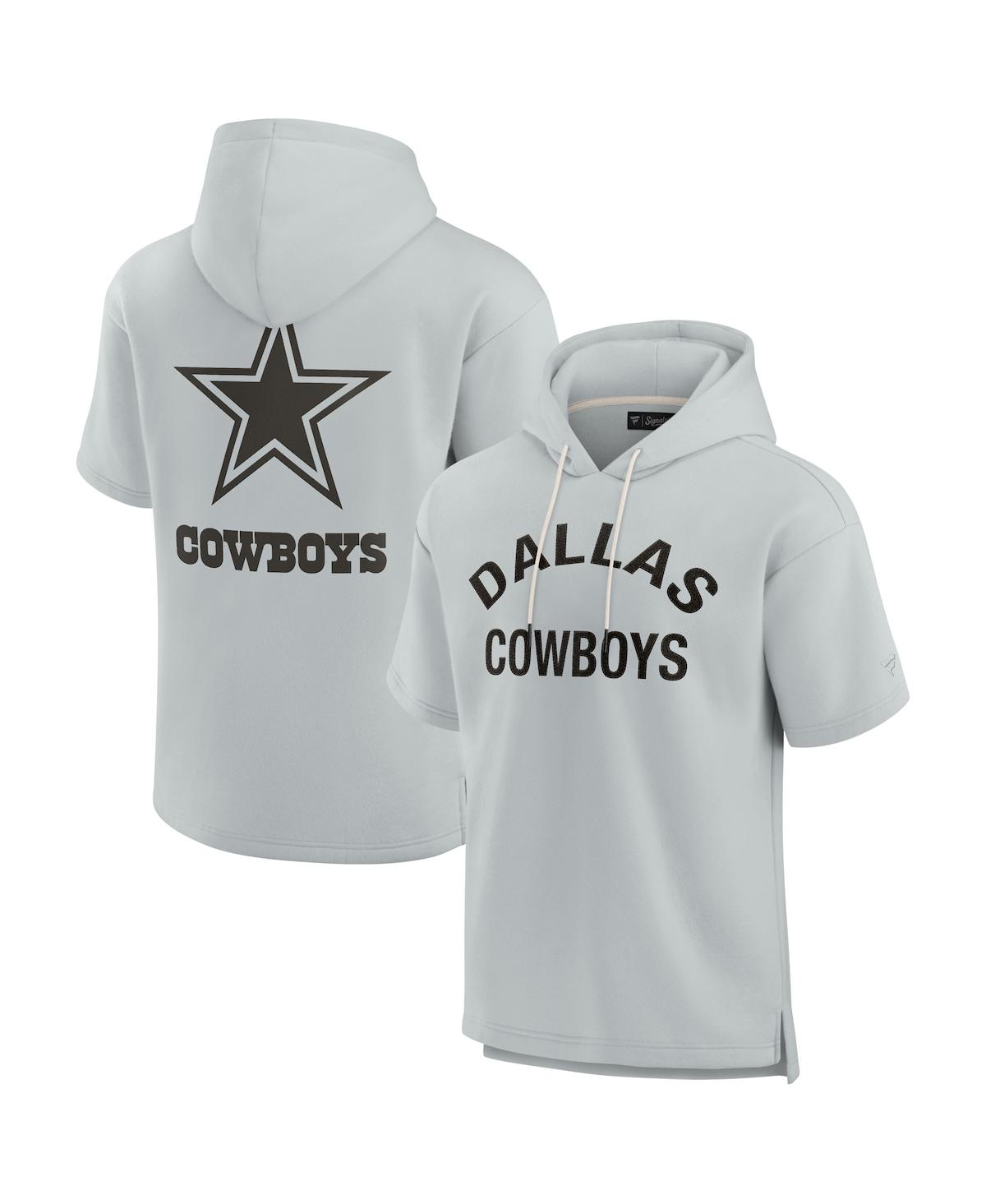 Men's and Women's Fanatics Signature Gray Dallas Cowboys Super Soft Fleece Short Sleeve Hoodie - Gray