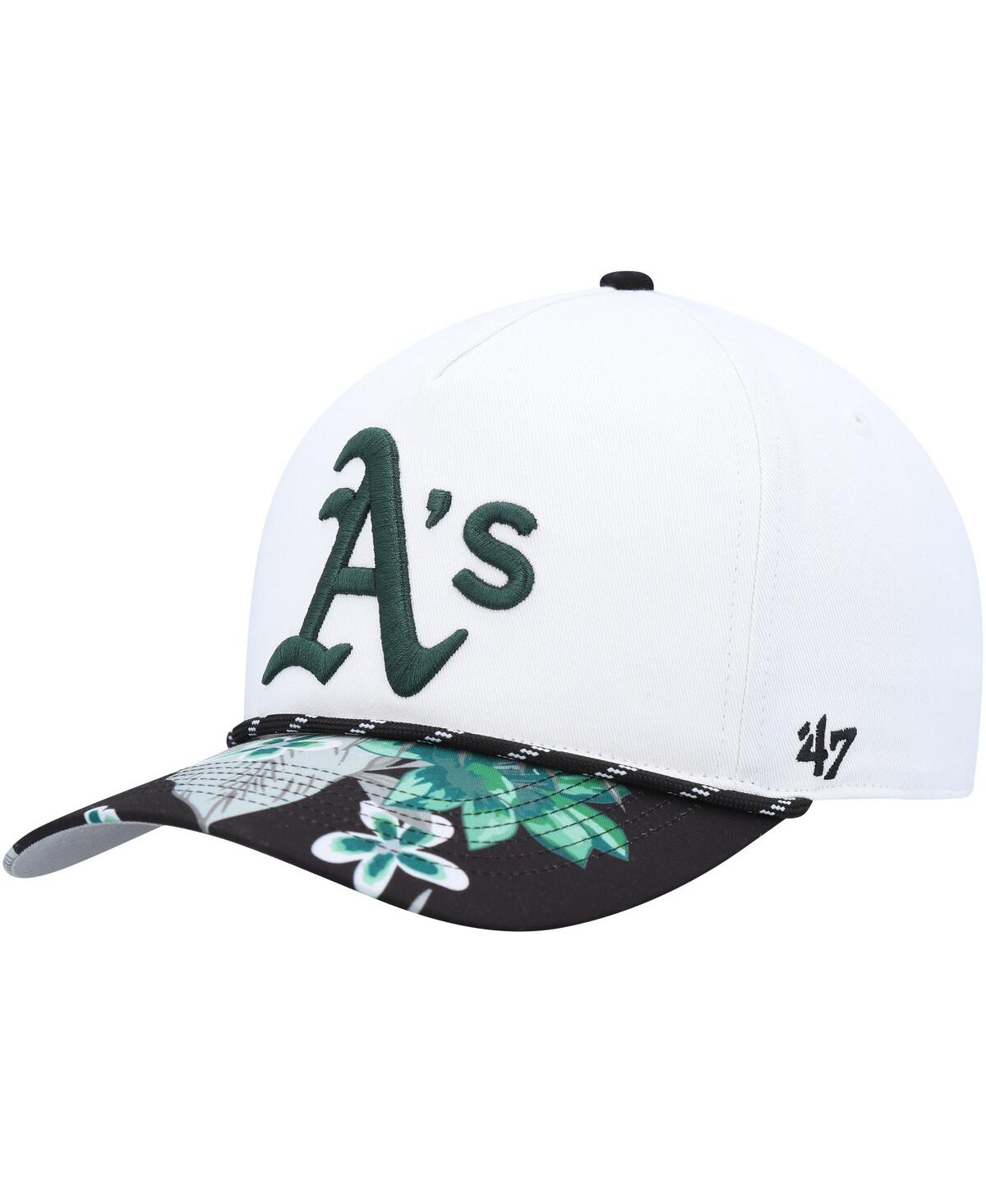 Men's '47 BrandOakland Athletics Dark Tropic Hitch Snapback Hat - White