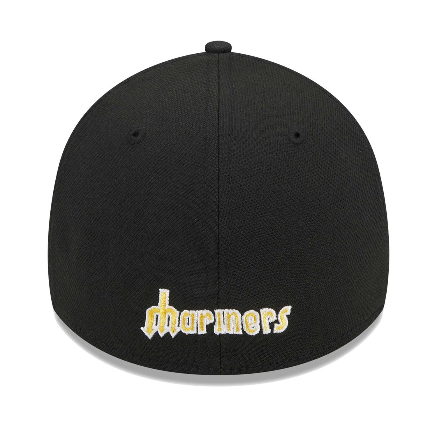 Men's Black Seattle Mariners Logo 39THIRTY Flex Hat