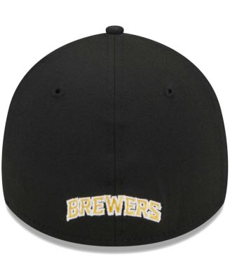 Men's Black Milwaukee Brewers Logo 39THIRTY Flex Hat