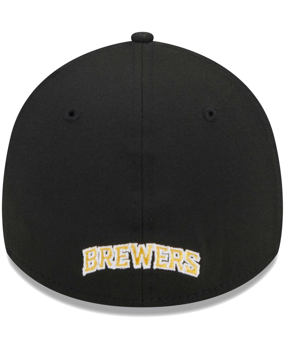 Men's New EraMilwaukee Brewers Logo 39THIRTY Flex Hat - Black