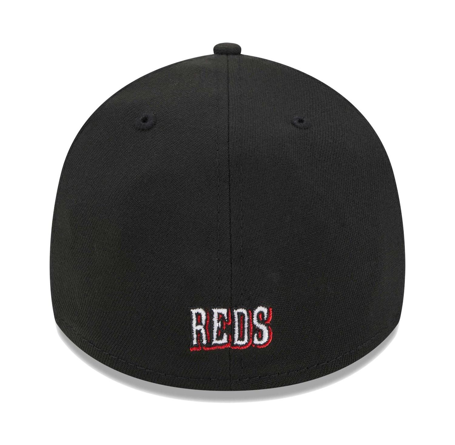 Men's Black Cincinnati Reds Logo 39THIRTY Flex Hat