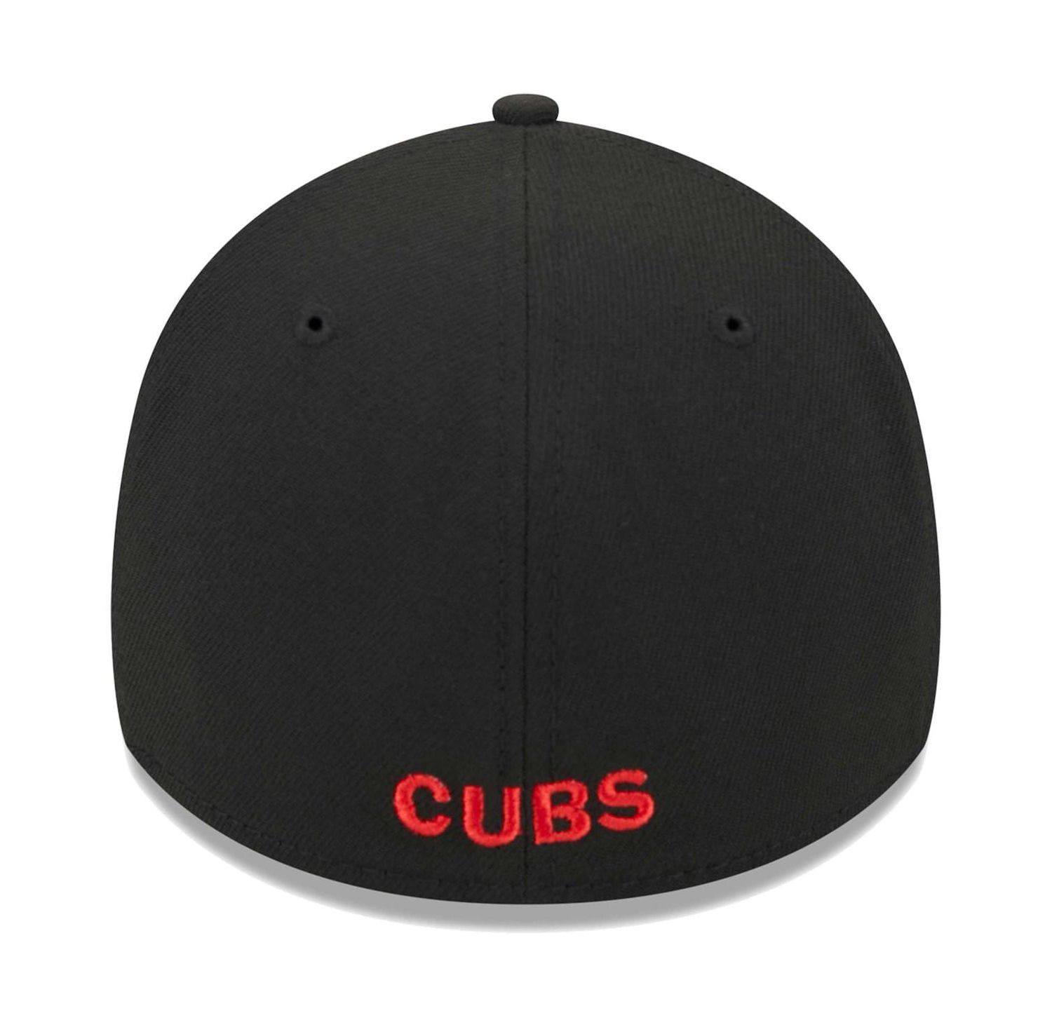 Men's Black Chicago Cubs Logo 39THIRTY Flex Hat