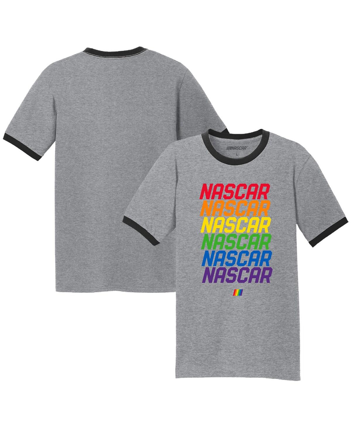 Men's Checkered Flag Sports Gray Nascar Repeat Logo T-shirt - Gray