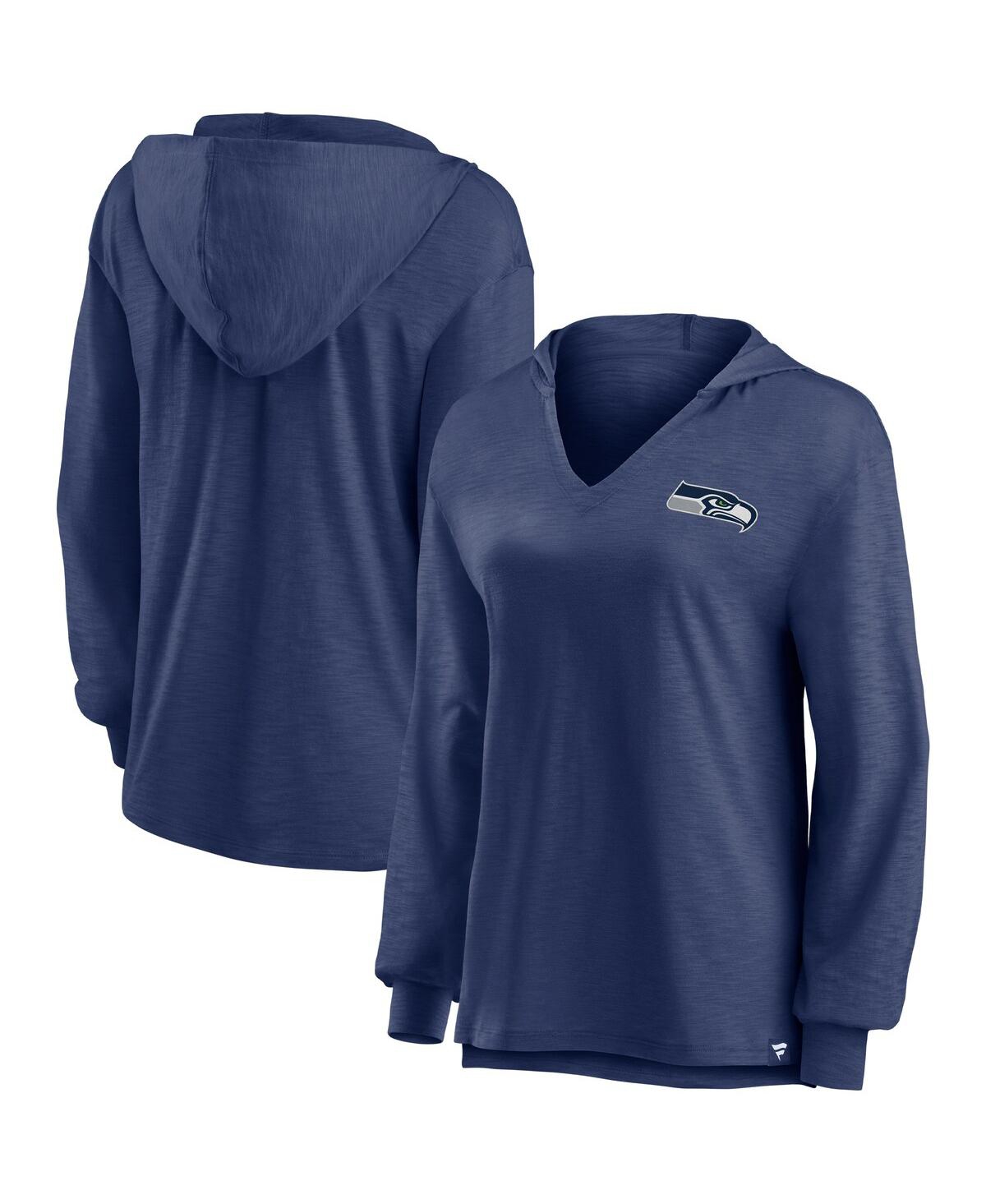 Fanatics Women's  College Navy Seattle Seahawks Jumper V-neck Pullover Hoodie In Navy