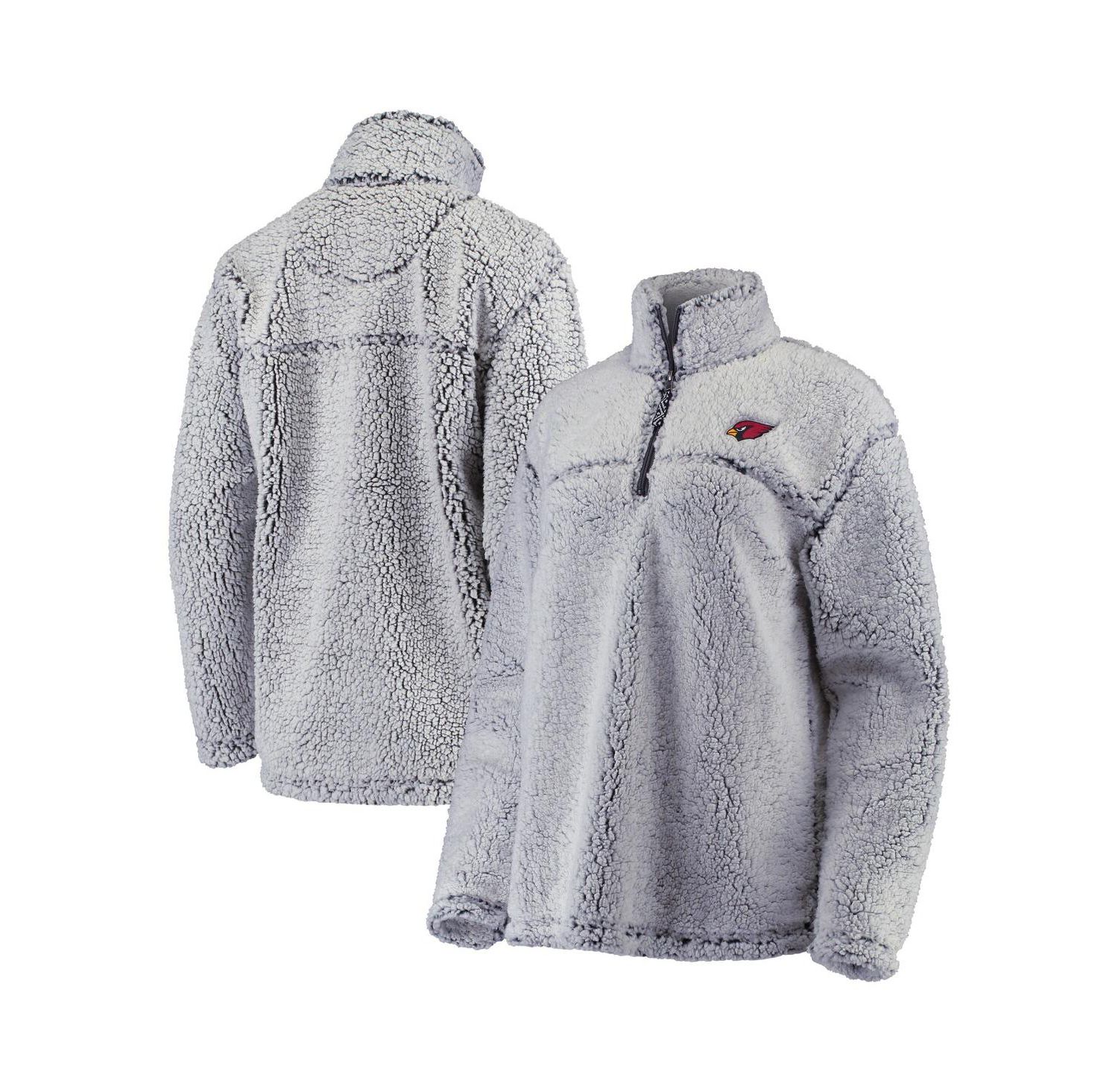 Women's Gray Arizona Cardinals Sherpa Quarter-Zip Pullover Jacket