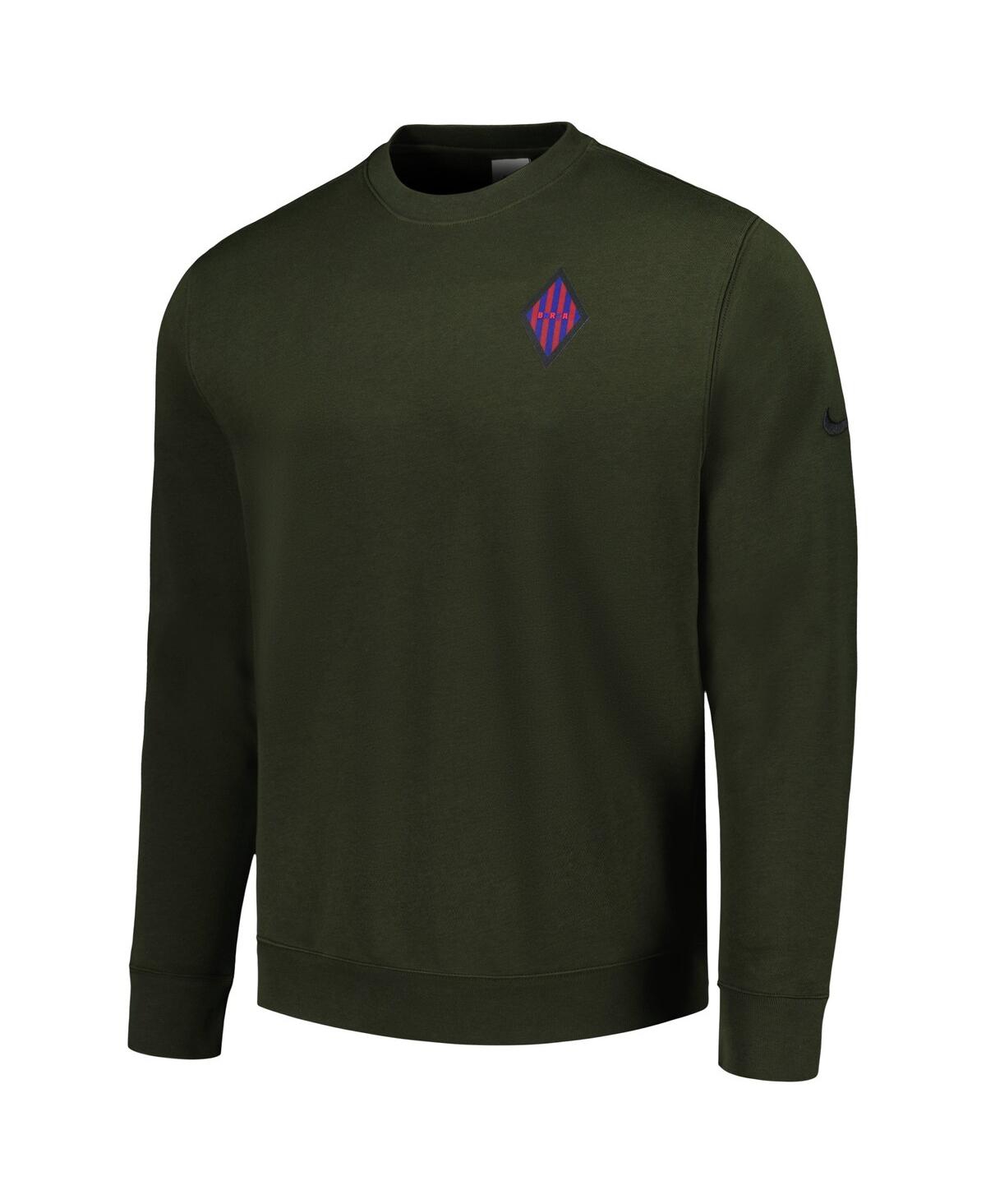Shop Nike Men's  Olive Barcelona Club Pullover Sweatshirt