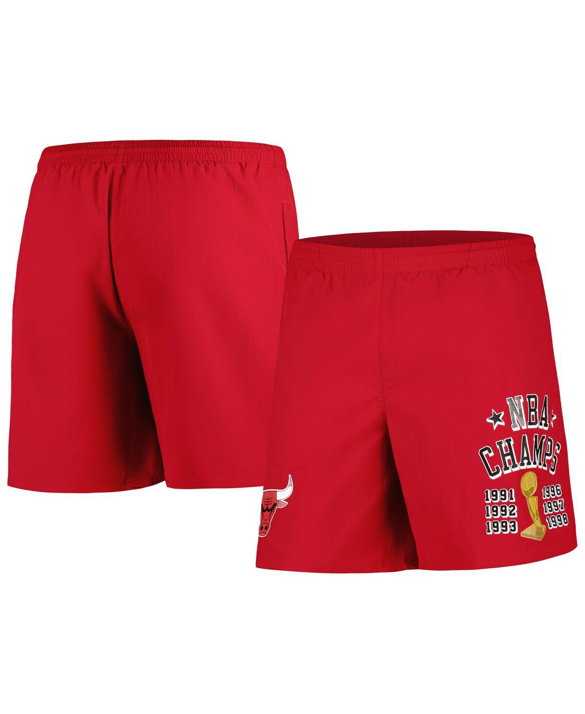 Shop Mitchell & Ness Men's  Red Chicago Bulls 6x Champions Heritage Shorts