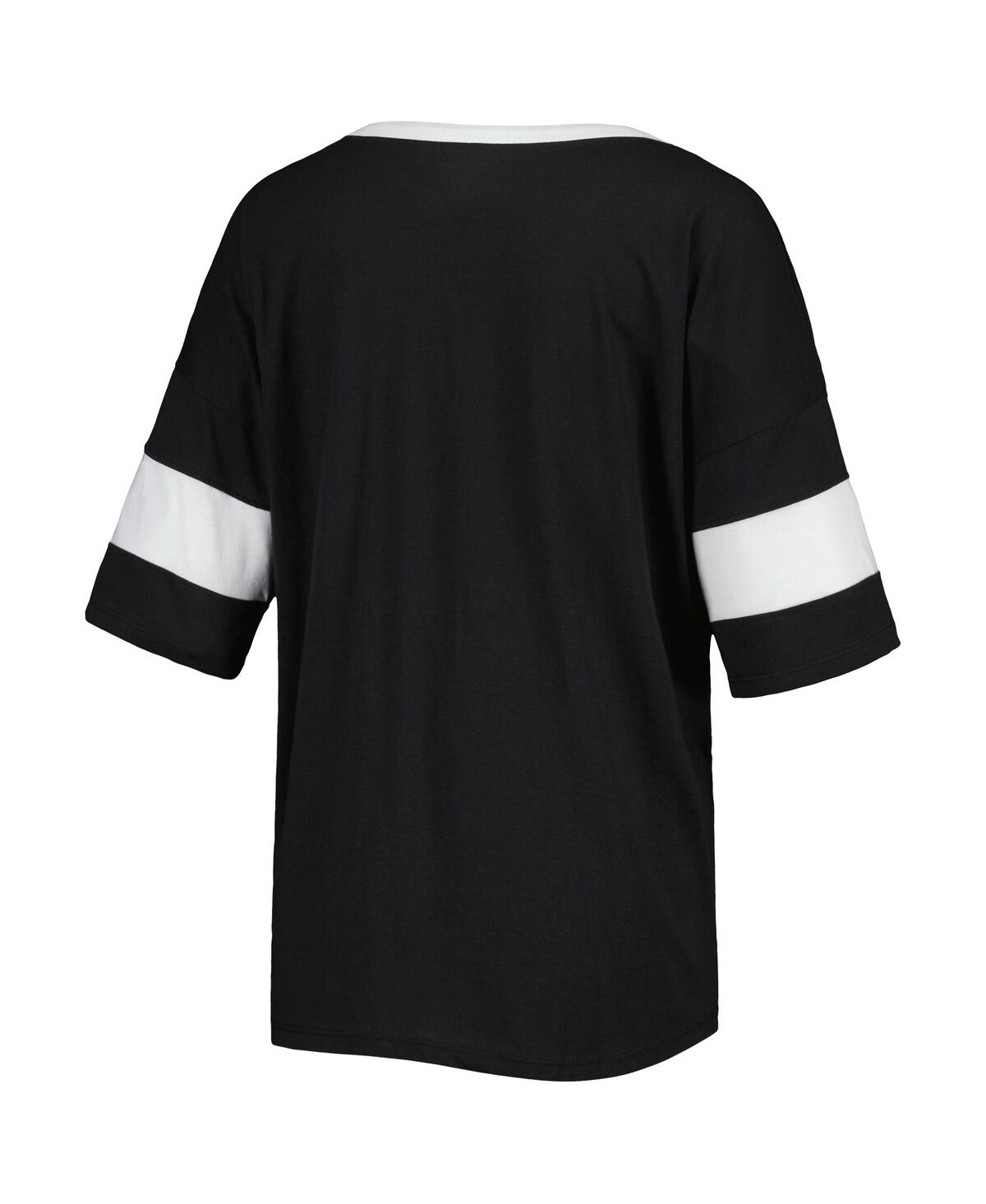 Shop Champion Women's  Black Wake Forest Demon Deacons Jumbo Arch Striped Half-sleeve T-shirt