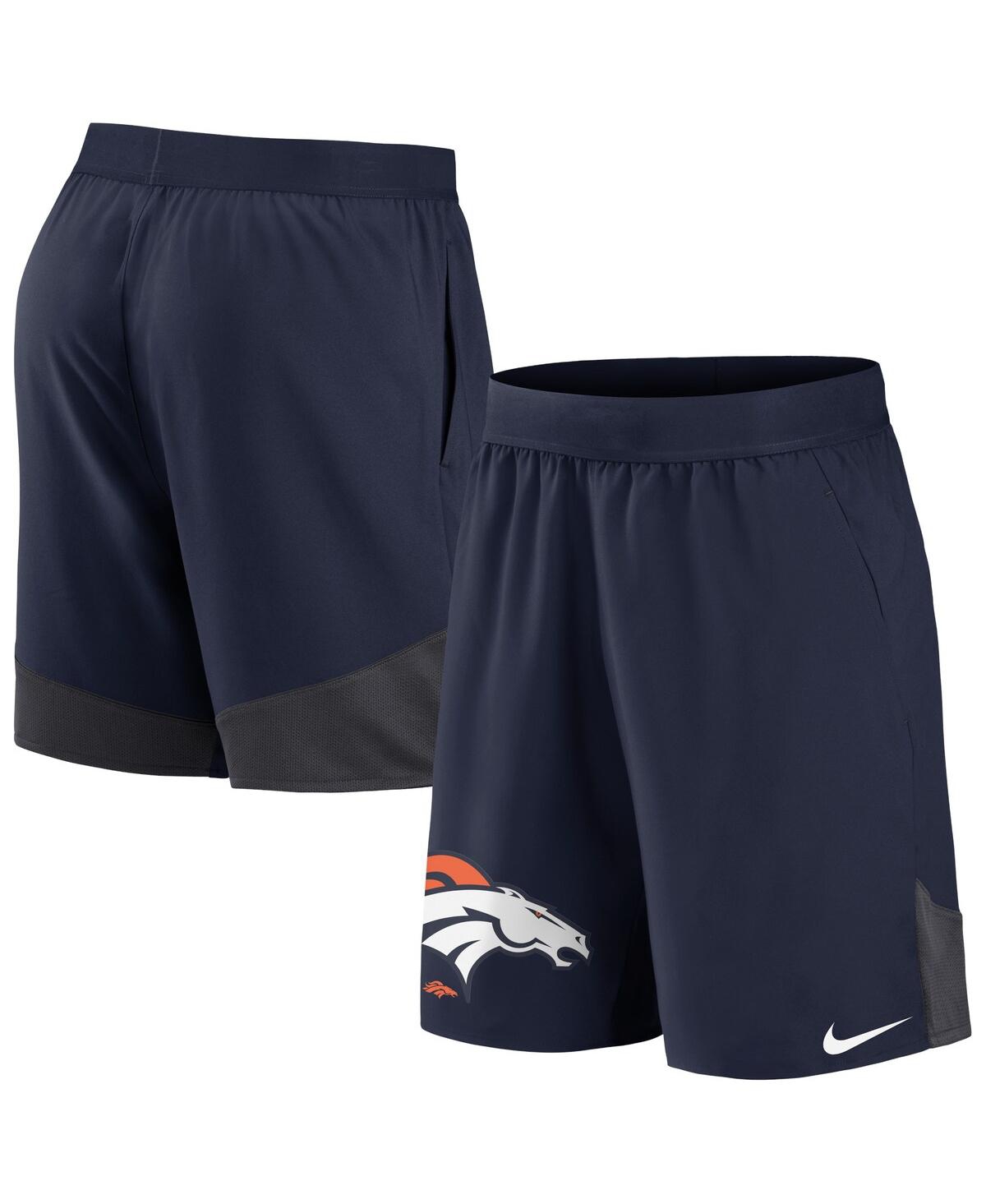 Shop Nike Men's  Navy Denver Broncos Stretch Performance Shorts