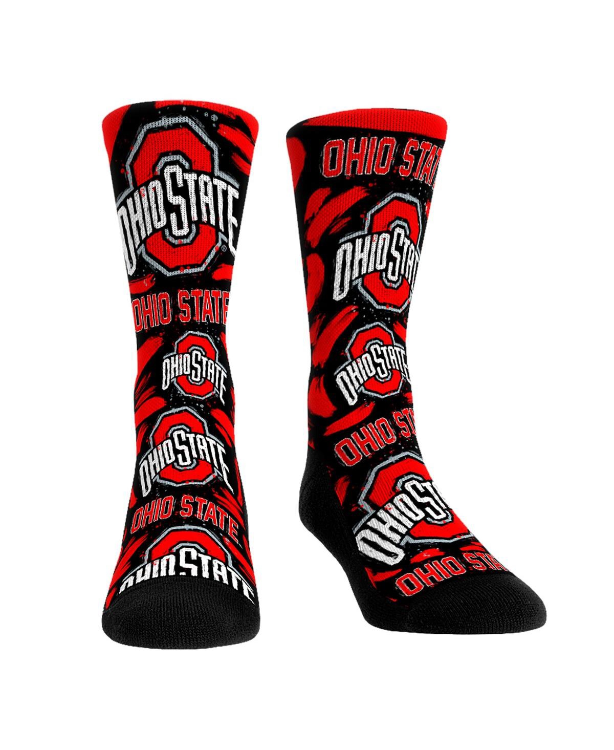 Rock 'em Men's And Women's  Socks Ohio State Buckeyes Allover Logo And Paint Crew Socks In Multi