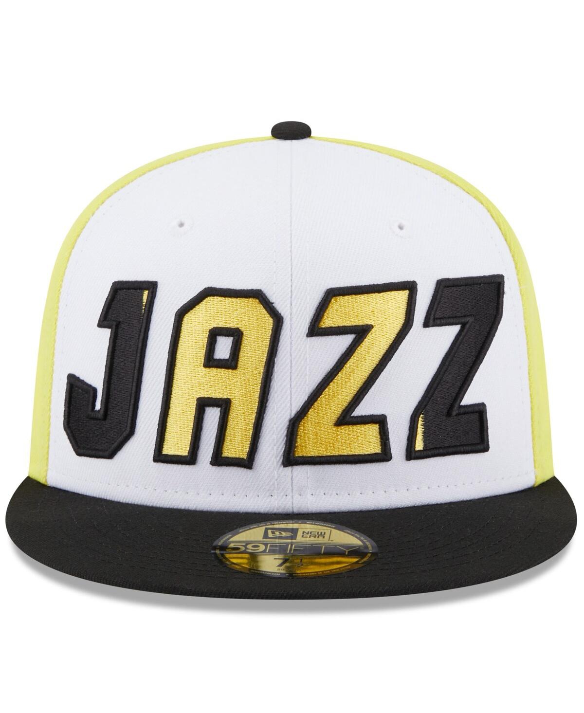 Shop New Era Men's  White, Black Utah Jazz Back Half 59fifty Fitted Hat In White,black