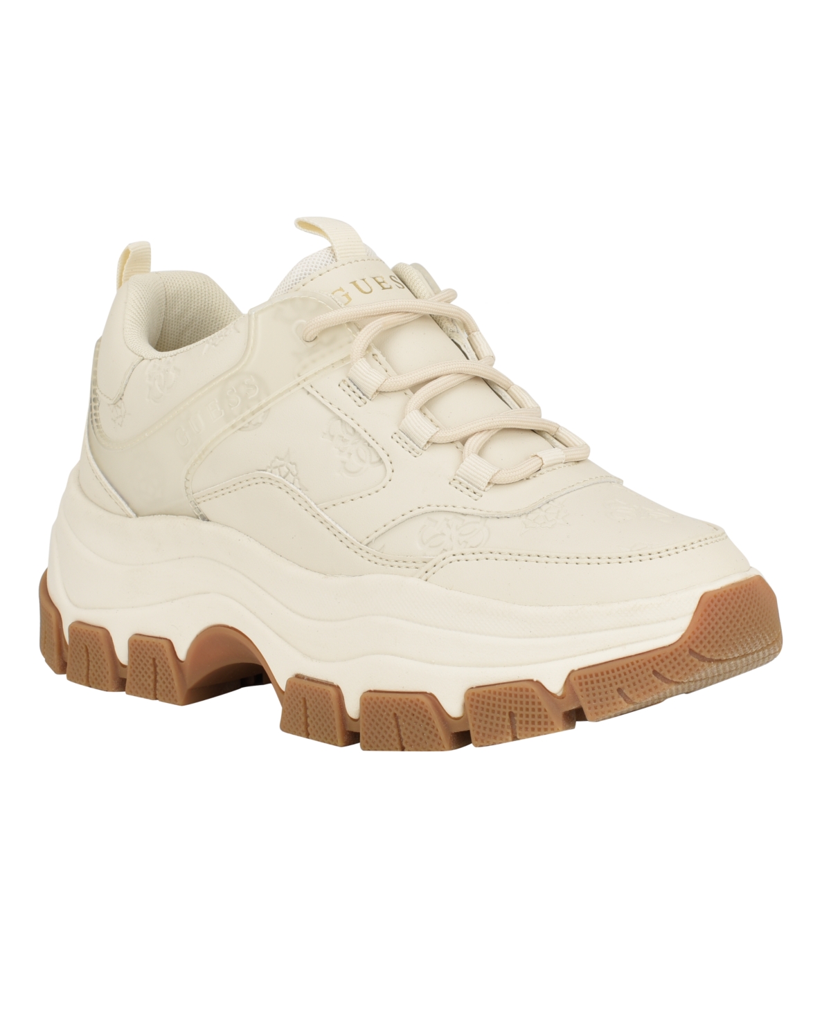 Guess Women's Bisun Lugged Rubber Sole Lace Up Platform Sneakers