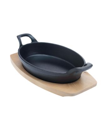 2 Piece Cast Iron Oval Sizzler Plate Set