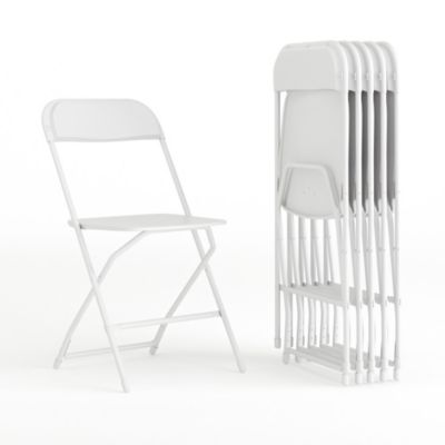 Set Of 6 Stackable Folding Plastic Chairs - 650 Lb Weight Capacity