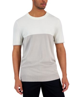 Alfani - Men's Regular-Fit Colorblocked Sweater-Knit T-Shirt