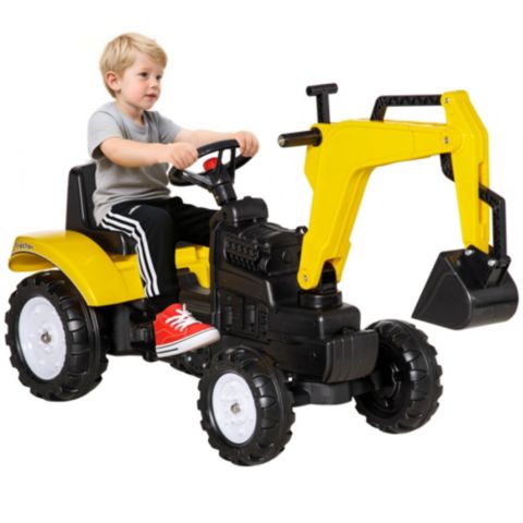 Детская игрушка Aosom Ride-On Construction with Controllable Digging Bucket, Ages 3+, цвет: Жёлтый