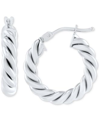 Twist-Style Tube Small Hoop Earrings in 10k Gold, 3/4"