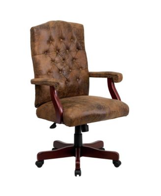 Office Chair, High Back, Tufted, Height Adjustable, 360° Swivel, Upholstered, Home Office Furniture