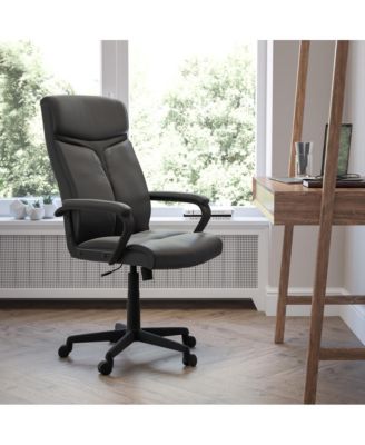 High Back Leather Executive Swivel Office Chair With Slight Mesh Accent And Arms