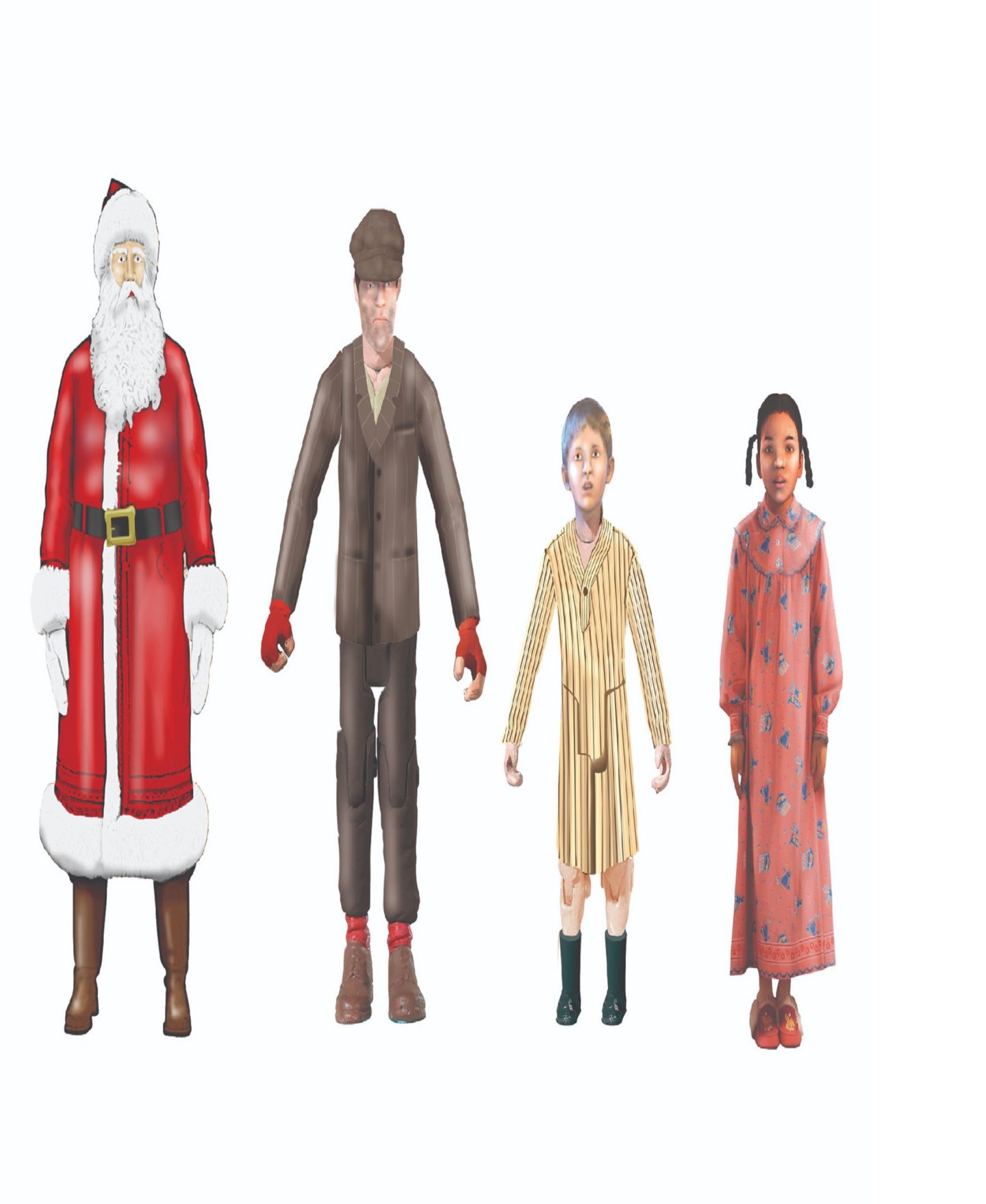 Детские фигурки Lionel The Polar Express 3" Articulated Santa, Billy, Hero Girl and Hobo Figures, 4-Piece Set, Ages 14+ — фото 1