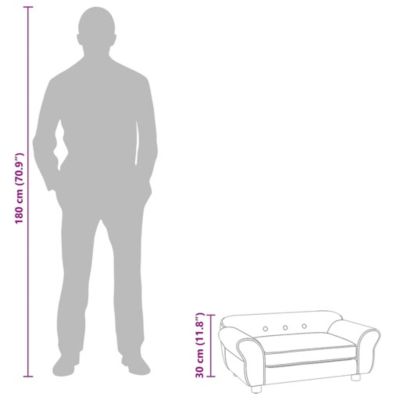 Dog Sofa Dark Grey Plush (80% polyester, 20% cotton), solid fir wood