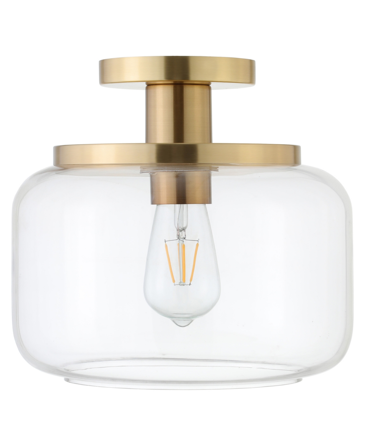 Hudson & Canal Tatum 11" Wide Semi Flush Mount With Glass Shade In Brushed Brass