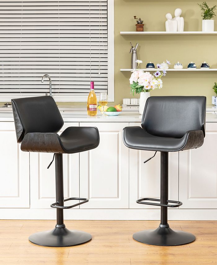 Glitzhome Set of 2 MidCentury Modern Adjustable Height Swivel Bar