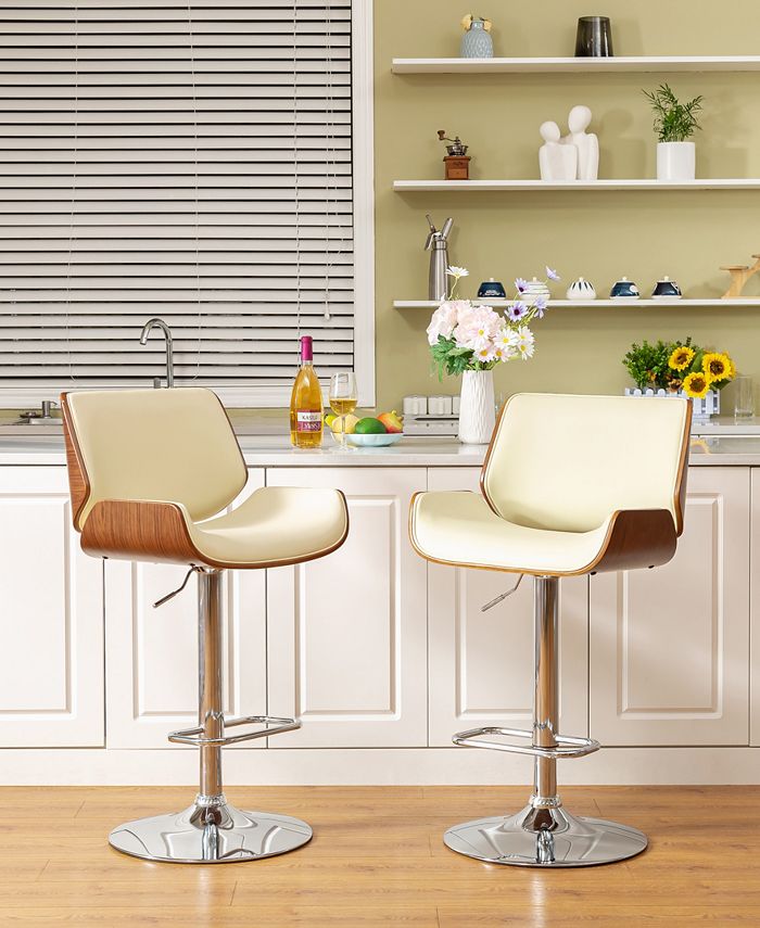 Glitzhome Set of 2 MidCentury Modern Adjustable Height Swivel Bar Stool Macy's
